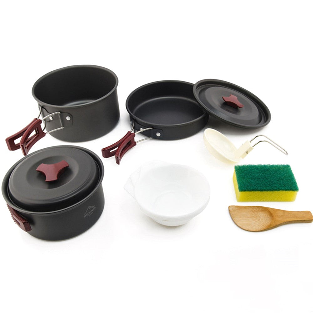 WIDESEA WSC-202J Aluminum Camping Cookware Set for 2-3 People, Lightweight Boiling Pot Teapot Frying Pan BPA-free, No FDA Certified