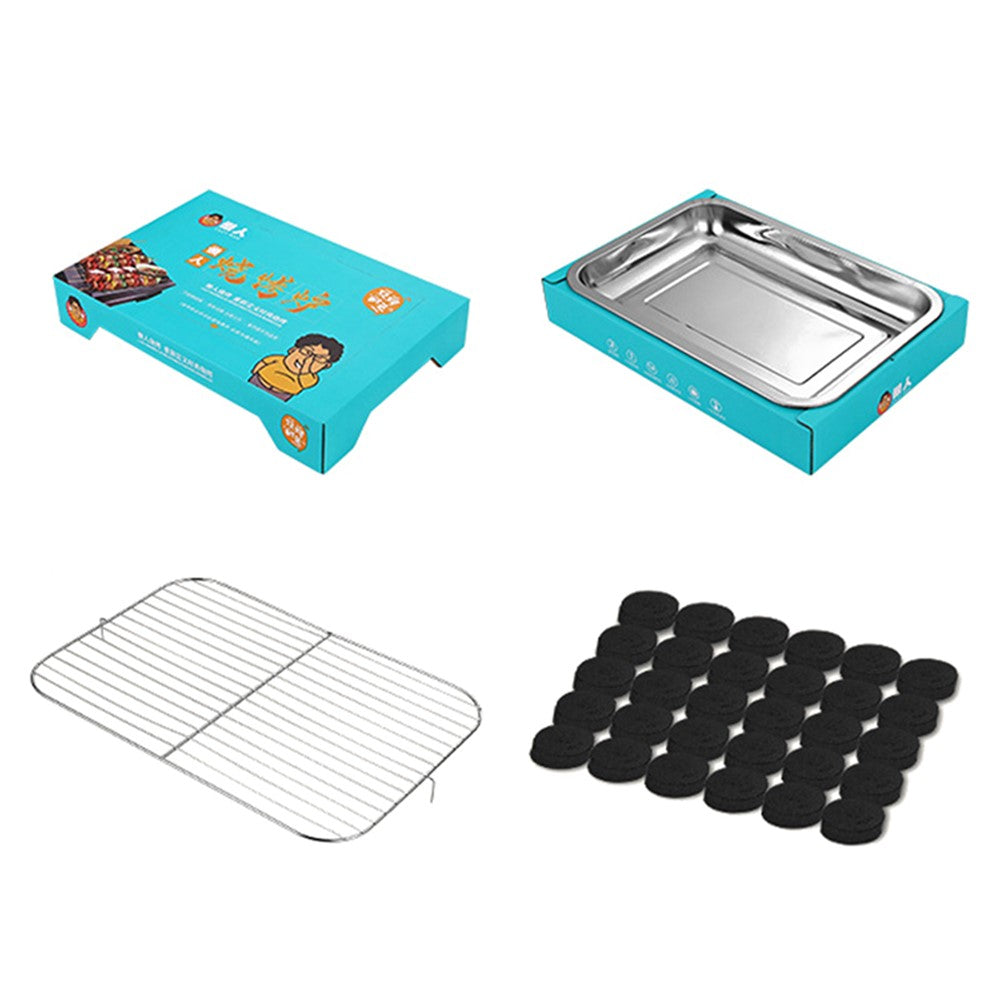 Outdoor Disposable Barbecue Stove Kraft Paper + Stainless Steel BBQ Grill Wash-free Lazy Camping Picnic Stove BPA Free, No FDA Certification