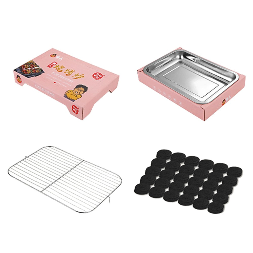 Outdoor Disposable Barbecue Stove Kraft Paper + Stainless Steel BBQ Grill Wash-free Lazy Camping Picnic Stove BPA Free, No FDA Certification