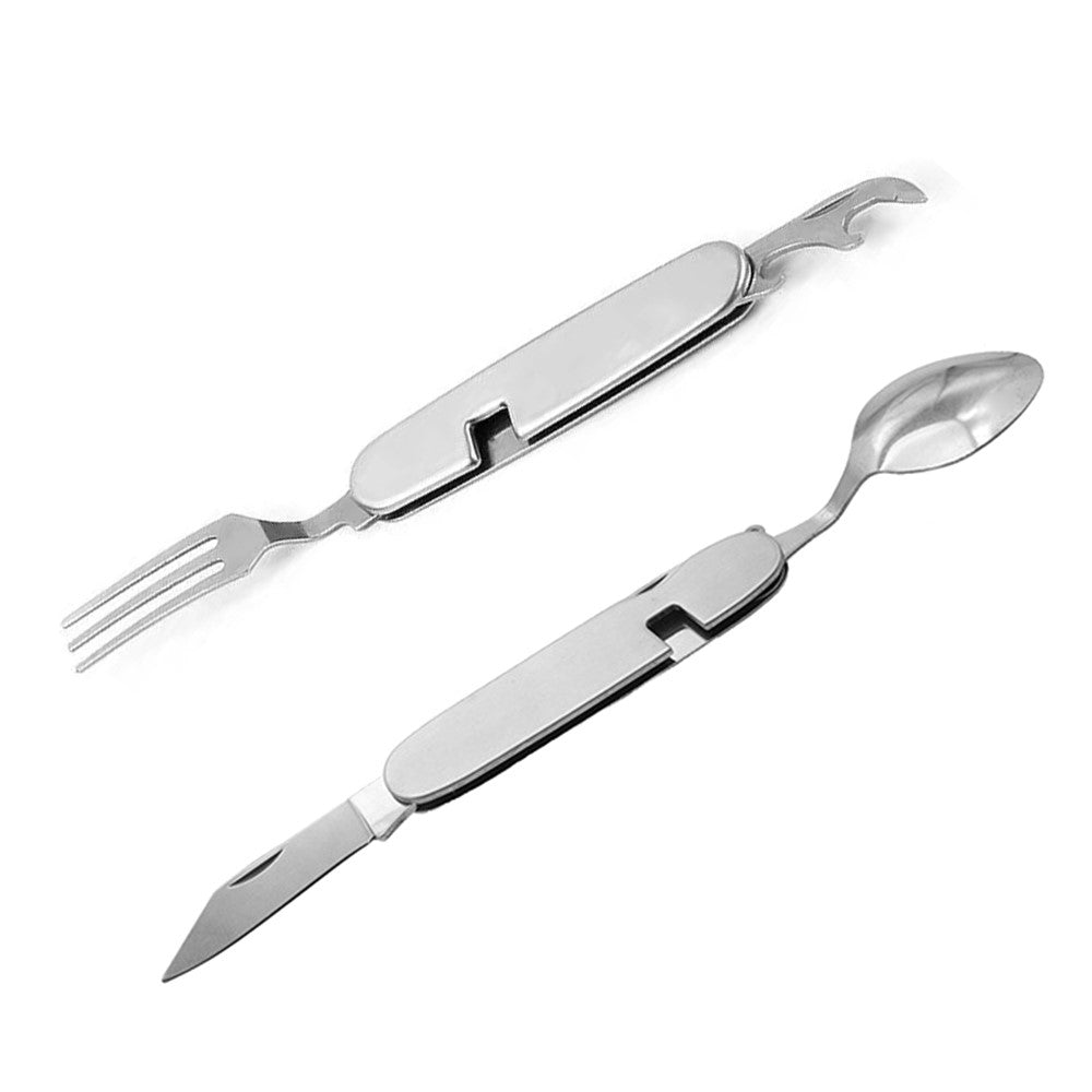 HALIN 2Pcs / Set Camping Cutlery Set Stainless Steel Knife Fork Spoon Outdoor Flatware No FDA Certificate