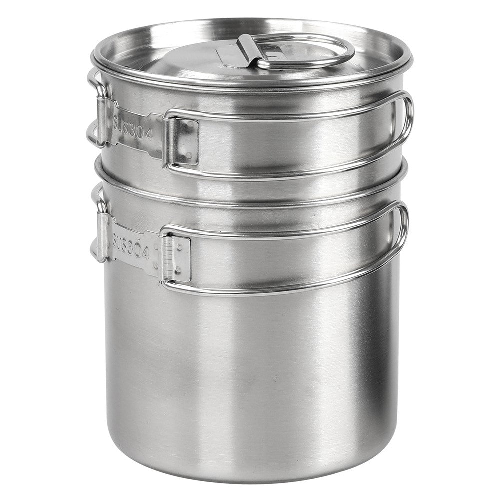 HALIN Multifunction 304 Stainless Steel Pot Set Outdoor Cooking Kettle Pan Camping Cookware Teapot BPA-free, No FDA Certified