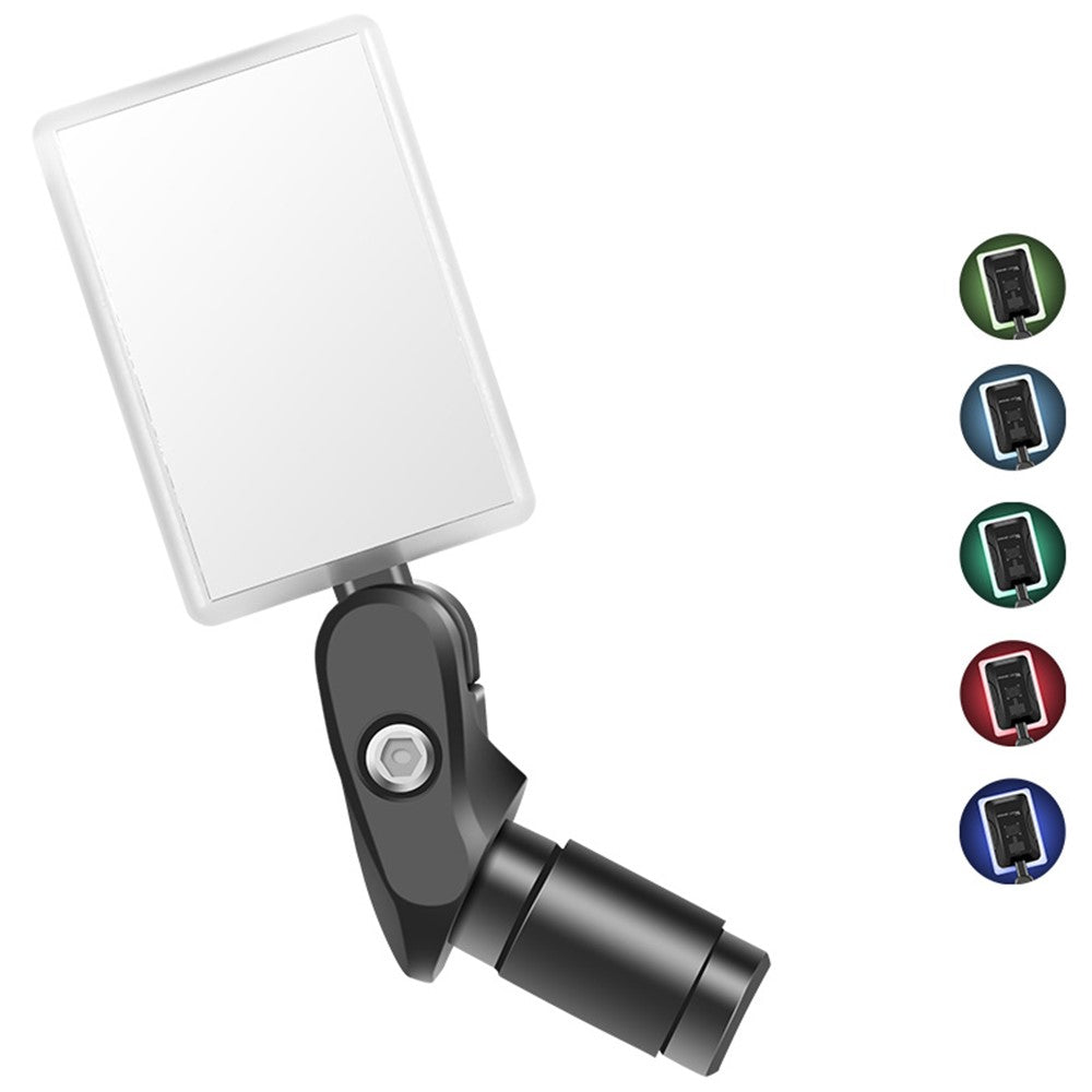 WEST BIKING USB Rechargeable Handlebar Mirror 360° Rotation Adjustable Rearview Mirror with LED Light