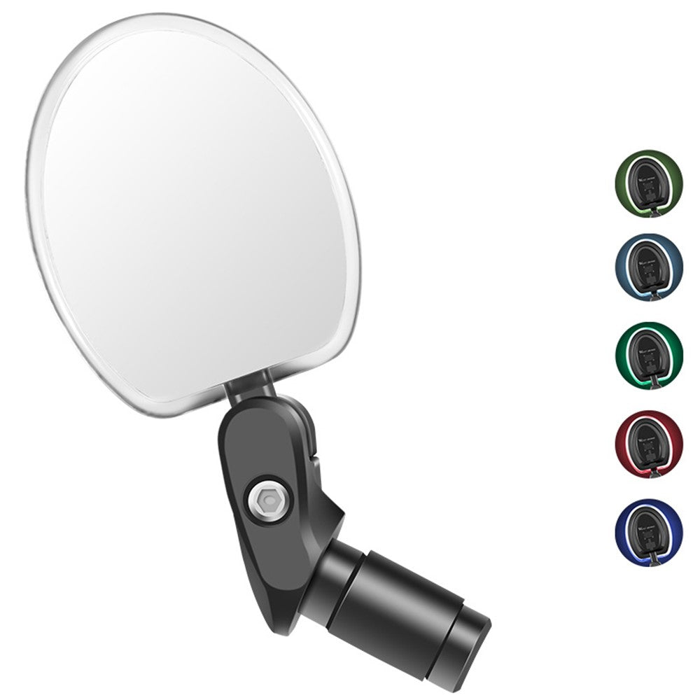 WEST BIKING USB Rechargeable Handlebar Mirror 360° Rotation Adjustable Rearview Mirror with LED Light