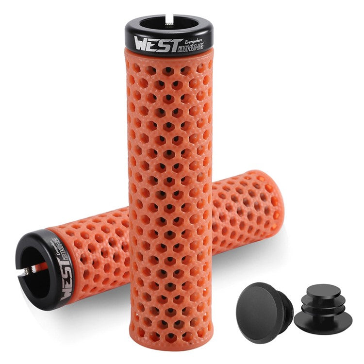 WEST BIKING YP0804081 3D Printed Bicycle Handlebar Grips Anti Slip Shock Absorbing Mountain Bike Handle Bar