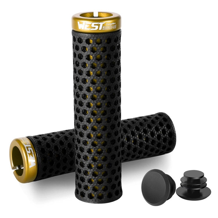WEST BIKING YP0804081 3D Printed Bicycle Handlebar Grips Anti Slip Shock Absorbing Mountain Bike Handle Bar