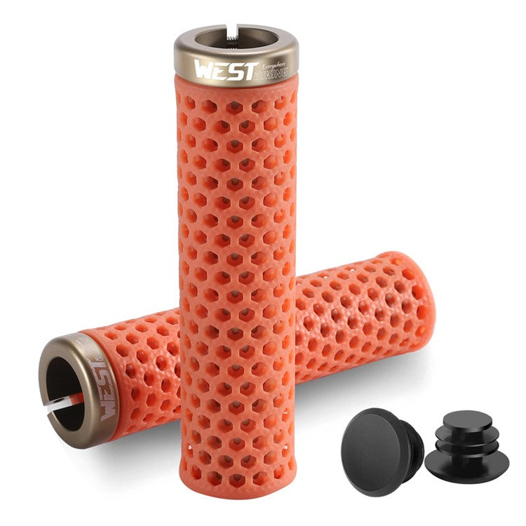 WEST BIKING YP0804081 3D Printed Bicycle Handlebar Grips Anti Slip Shock Absorbing Mountain Bike Handle Bar