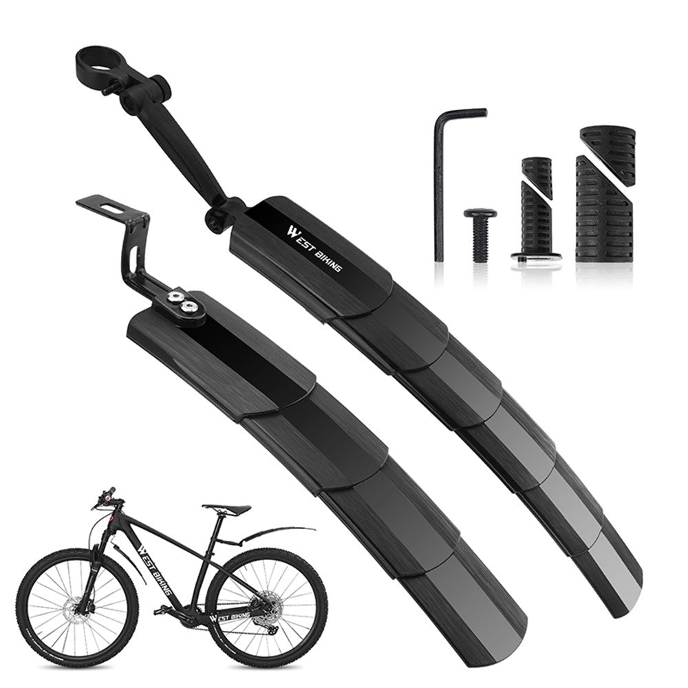 WEST BIKING YP0714023 1 Pair Telescopic Bicycle Fender Protector Bike Front Rear Mudguard Set