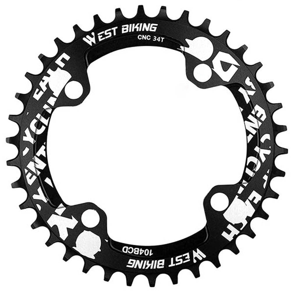 WEST BIKING Aluminum Alloy CNC Positive and Negative Tooth Disc 104BCD 34T Single Chain Ring for MTB Bicycle