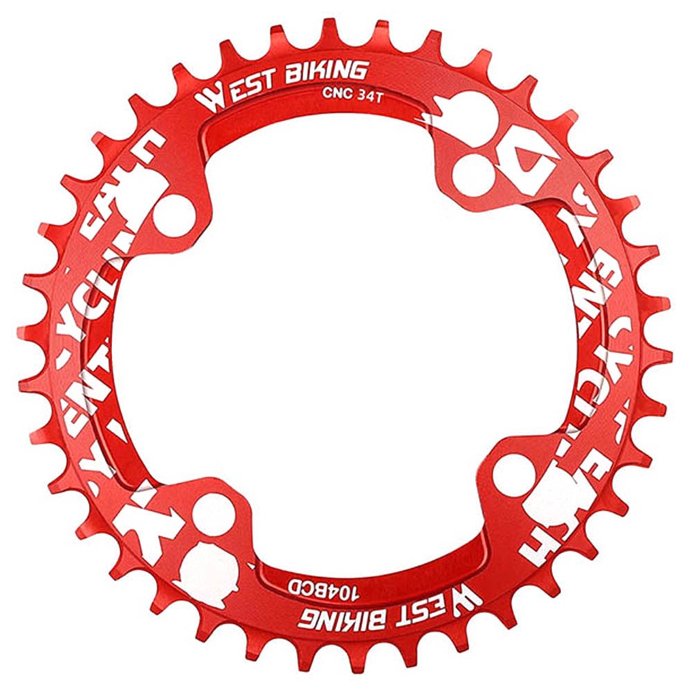 WEST BIKING Aluminum Alloy CNC Positive and Negative Tooth Disc 104BCD 34T Single Chain Ring for MTB Bicycle