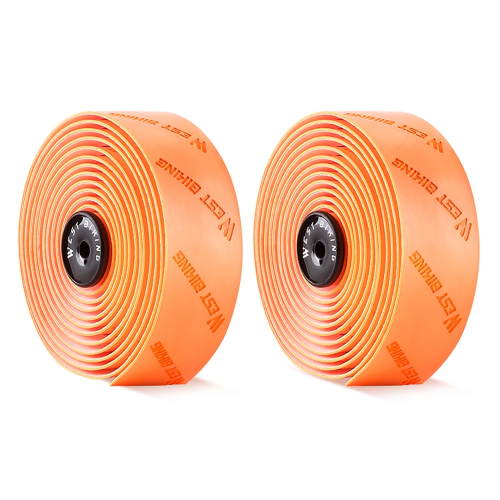 WEST BIKING YP0804075 2Pcs PU Leather+EVA Handlebar Tape Road Bike Handle Wrap