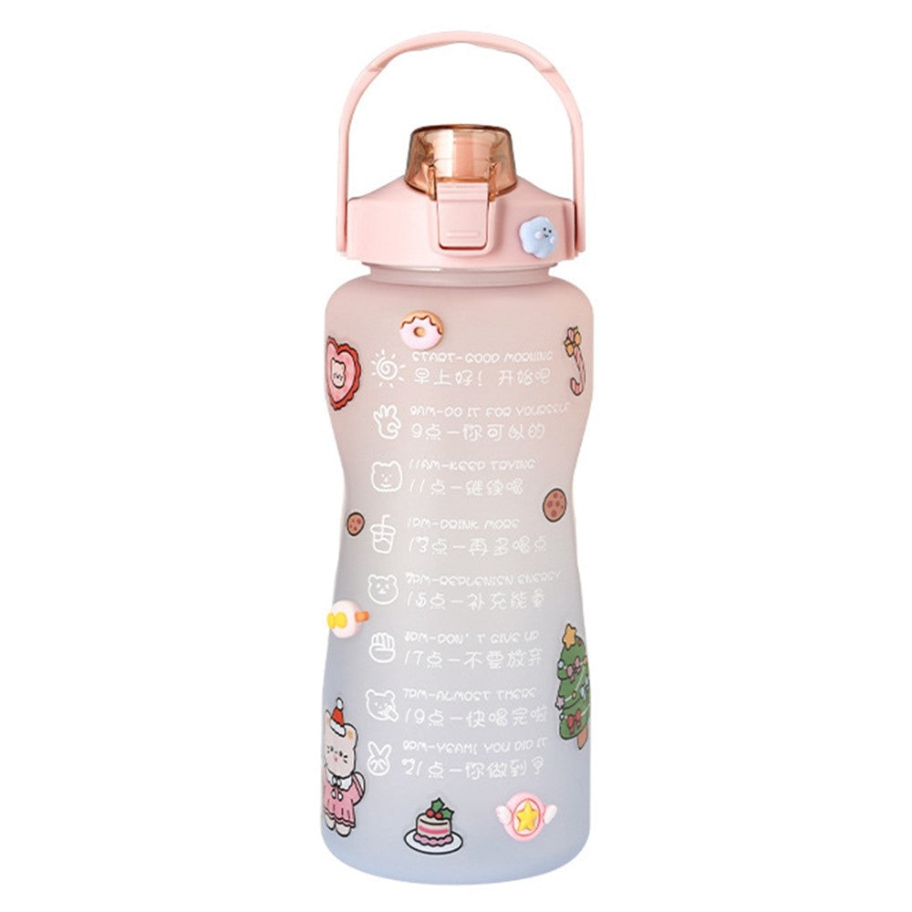 2000ml For Home Office Gym Motivational Time Scale Reminder Water Bottle Gradient Drink Kettle with Straw No FDA Certificate, BPA-free