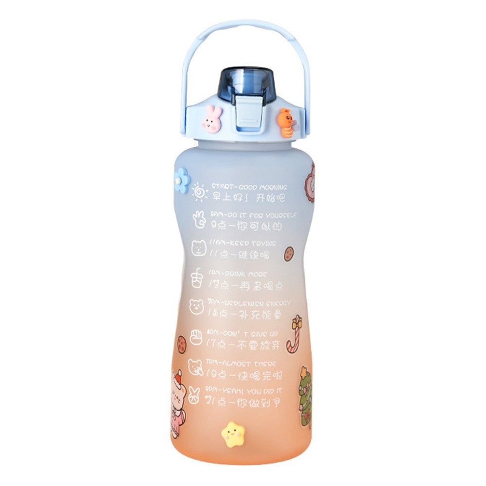 2000ml For Home Office Gym Motivational Time Scale Reminder Water Bottle Gradient Drink Kettle with Straw No FDA Certificate, BPA-free