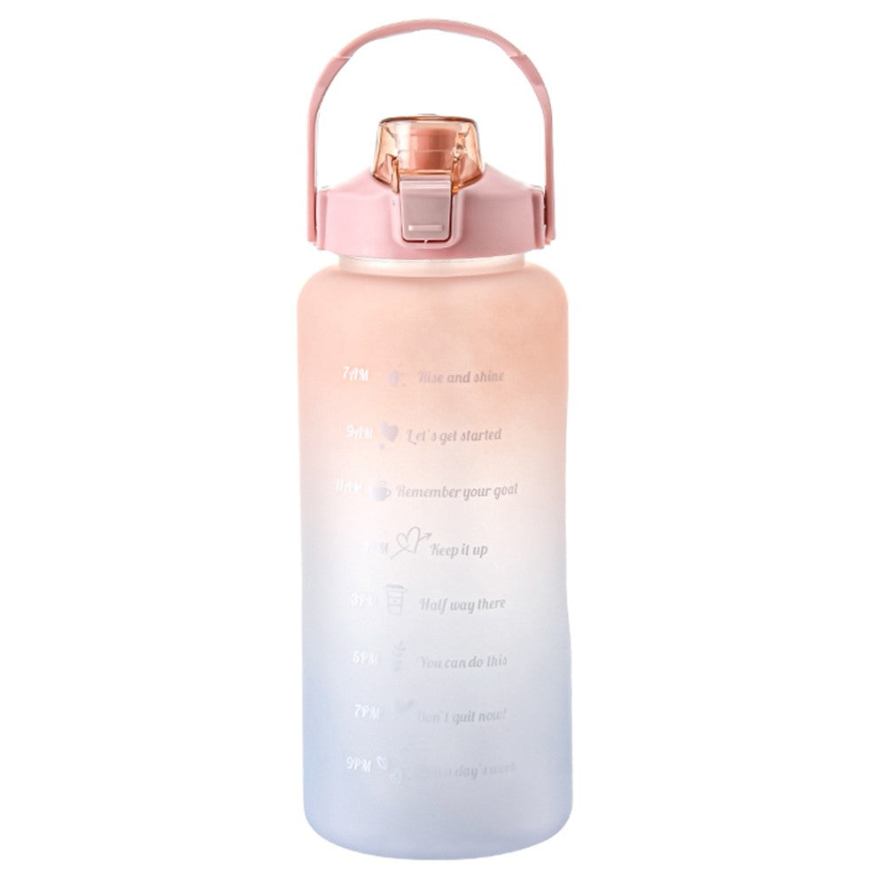 2000ml For Home Office Gym Motivational Time Scale Reminder Water Bottle Gradient Drink Kettle with Straw No FDA Certificate, BPA-free