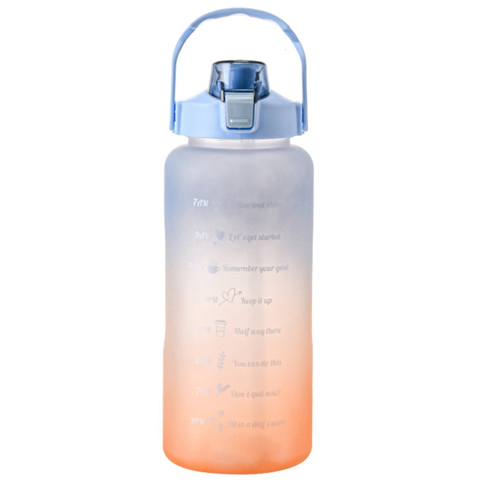 2000ml For Home Office Gym Motivational Time Scale Reminder Water Bottle Gradient Drink Kettle with Straw No FDA Certificate, BPA-free