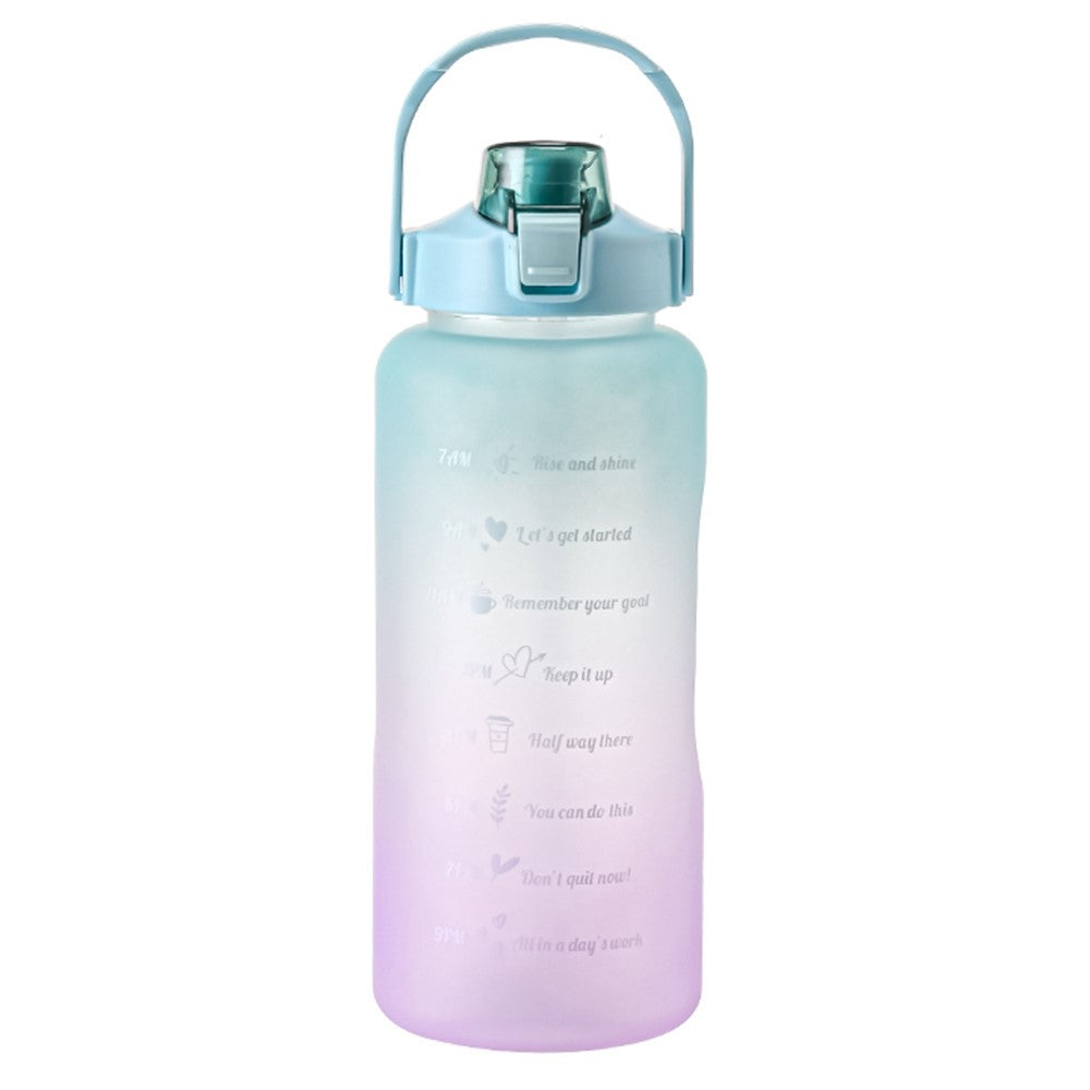 2000ml For Home Office Gym Motivational Time Scale Reminder Water Bottle Gradient Drink Kettle with Straw No FDA Certificate, BPA-free