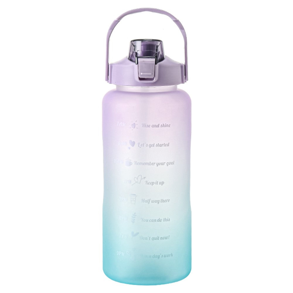 2000ml For Home Office Gym Motivational Time Scale Reminder Water Bottle Gradient Drink Kettle with Straw No FDA Certificate, BPA-free