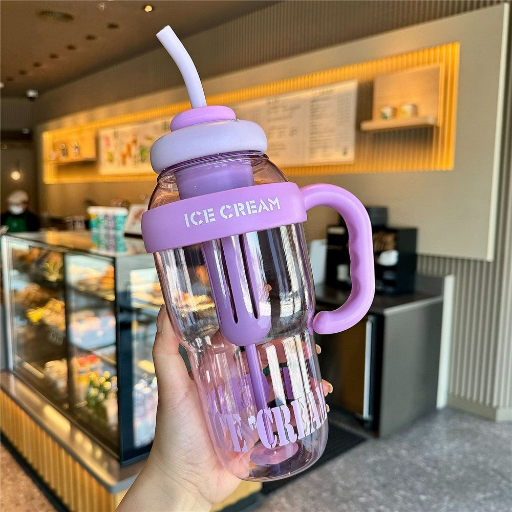 1200ml Water Bottles with Straw Tea Strainer PP+Silicone Bottle for Gym Outdoor Activities No FDA, BPA-Free