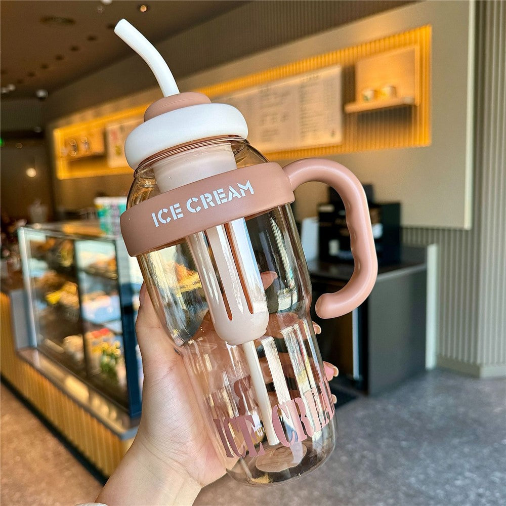 1200ml Water Bottles with Straw Tea Strainer PP+Silicone Bottle for Gym Outdoor Activities No FDA, BPA-Free