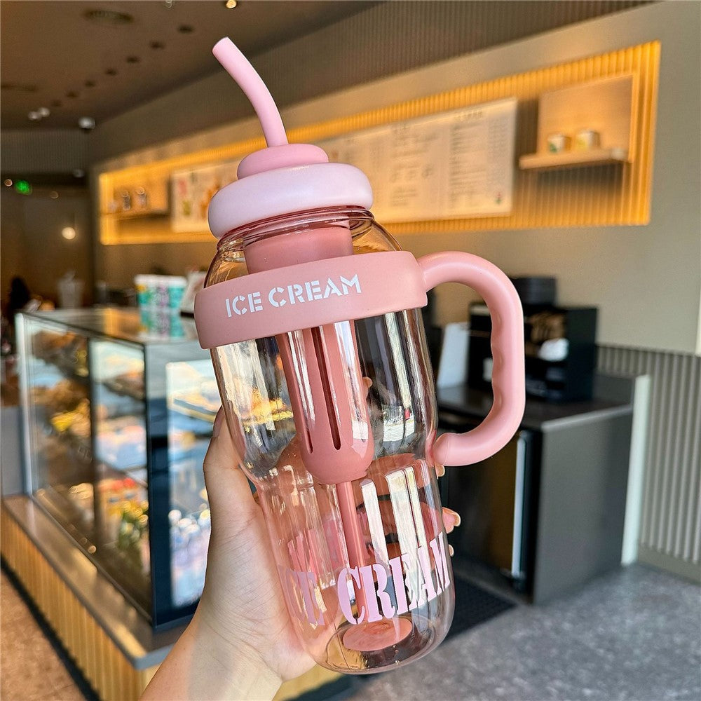 1200ml Water Bottles with Straw Tea Strainer PP+Silicone Bottle for Gym Outdoor Activities No FDA, BPA-Free