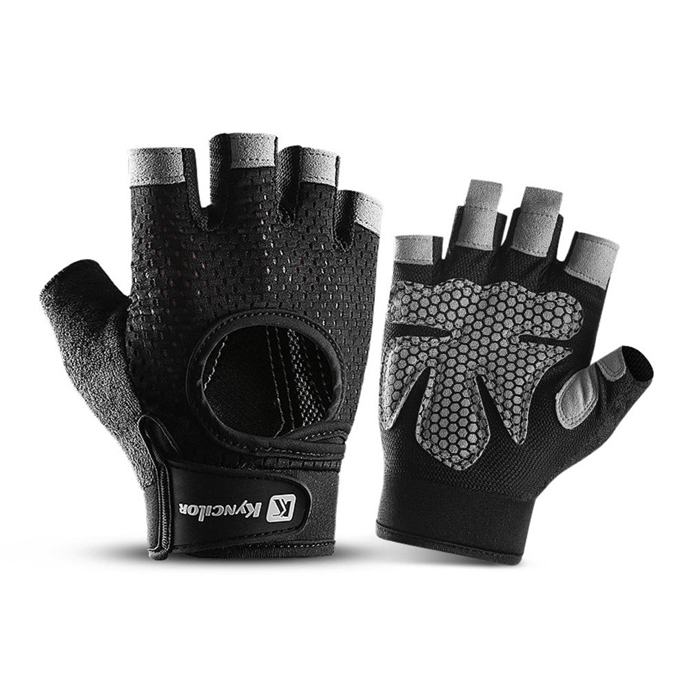 KYNCILOR A0042 One Pair Fitness Gloves Weightlifting Breathable Non-Slip Silicone Half Finger Bicycle Riding Gloves Cycling Accessories for Men and Women