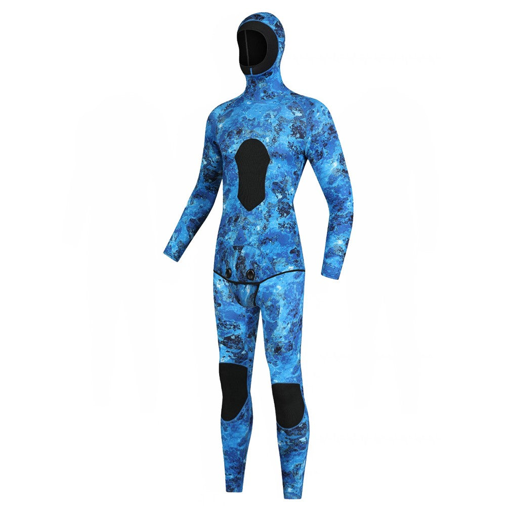 BLUE DIVE WDS-2089 3mm Neoprene Freediving Wetsuit Diving Suit Hooded Top Pants, Size: XXL