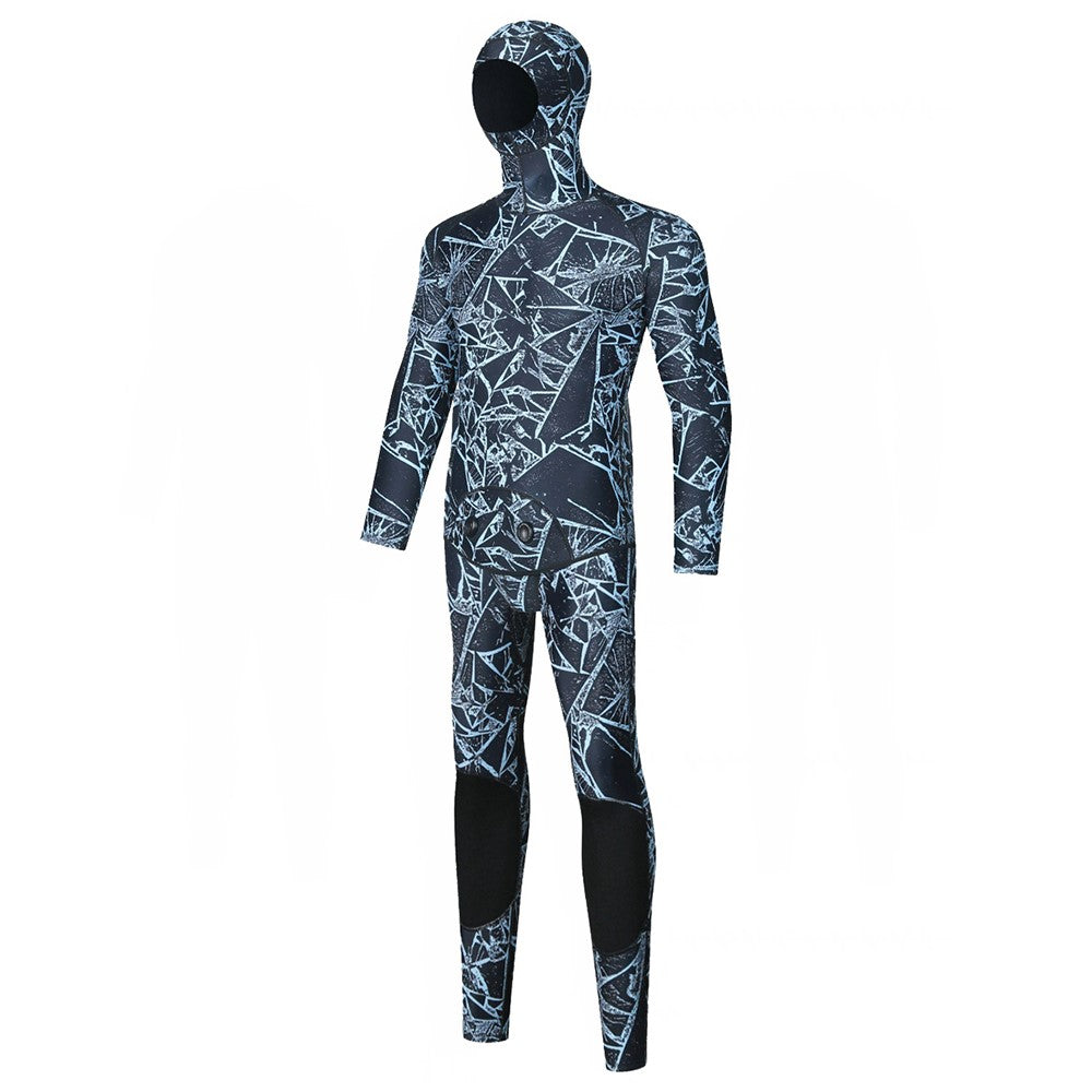 BLUE DIVE WDS-2089 3mm Neoprene Freediving Wetsuit Diving Suit Hooded Top Pants, Size: XL