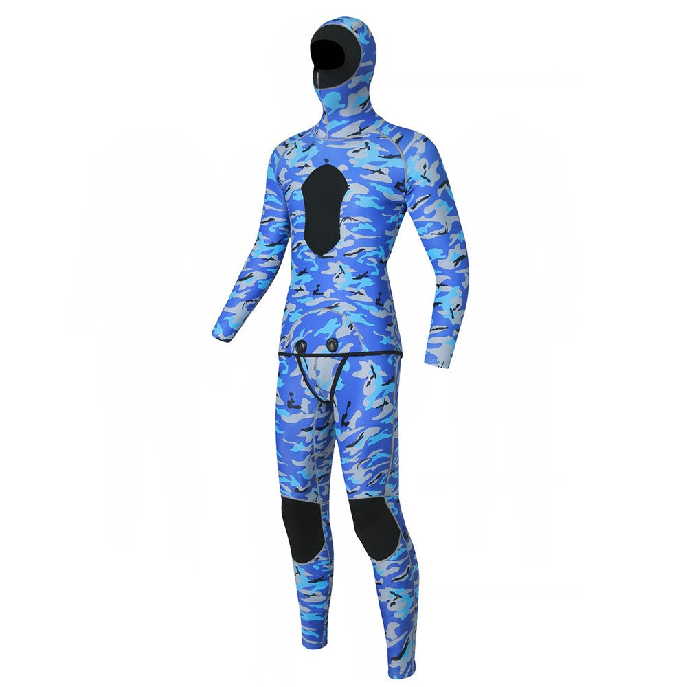 BLUE DIVE WDS-2089 3mm Neoprene Freediving Wetsuit Diving Suit Hooded Top Pants, Size: XL
