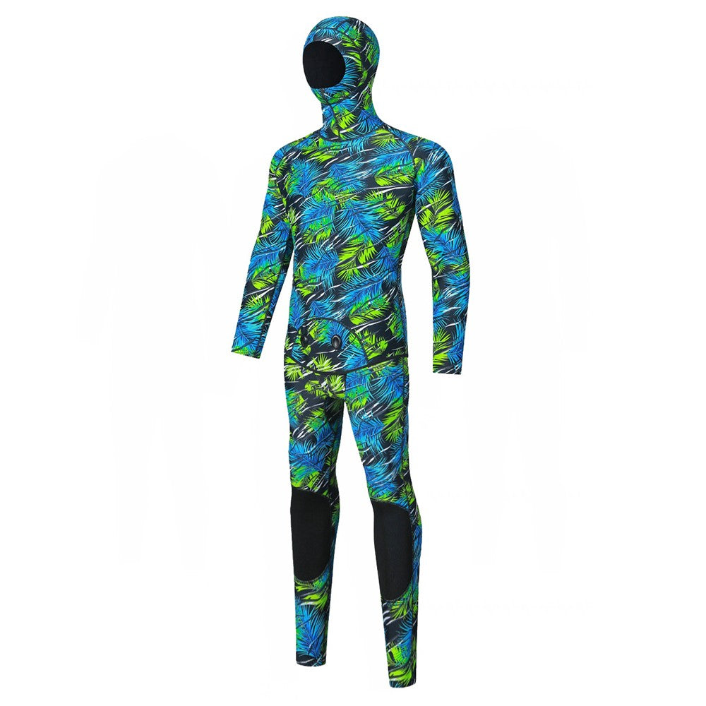 BLUE DIVE WDS-2089 3mm Neoprene Freediving Wetsuit Diving Suit Hooded Top Pants, Size: L