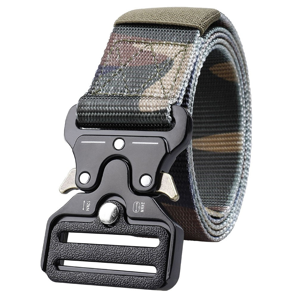 SN-P004 125x3.8cm Men's Nylon Web Tactical Belt Adjustable Work Belt with Quick-Release Zinc Alloy Buckle