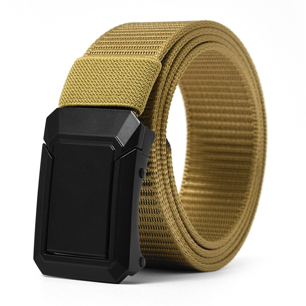SN-P118 125cm Men Waist Belt Nylon Waistband with Zinc Alloy Buckle Bottle Opener
