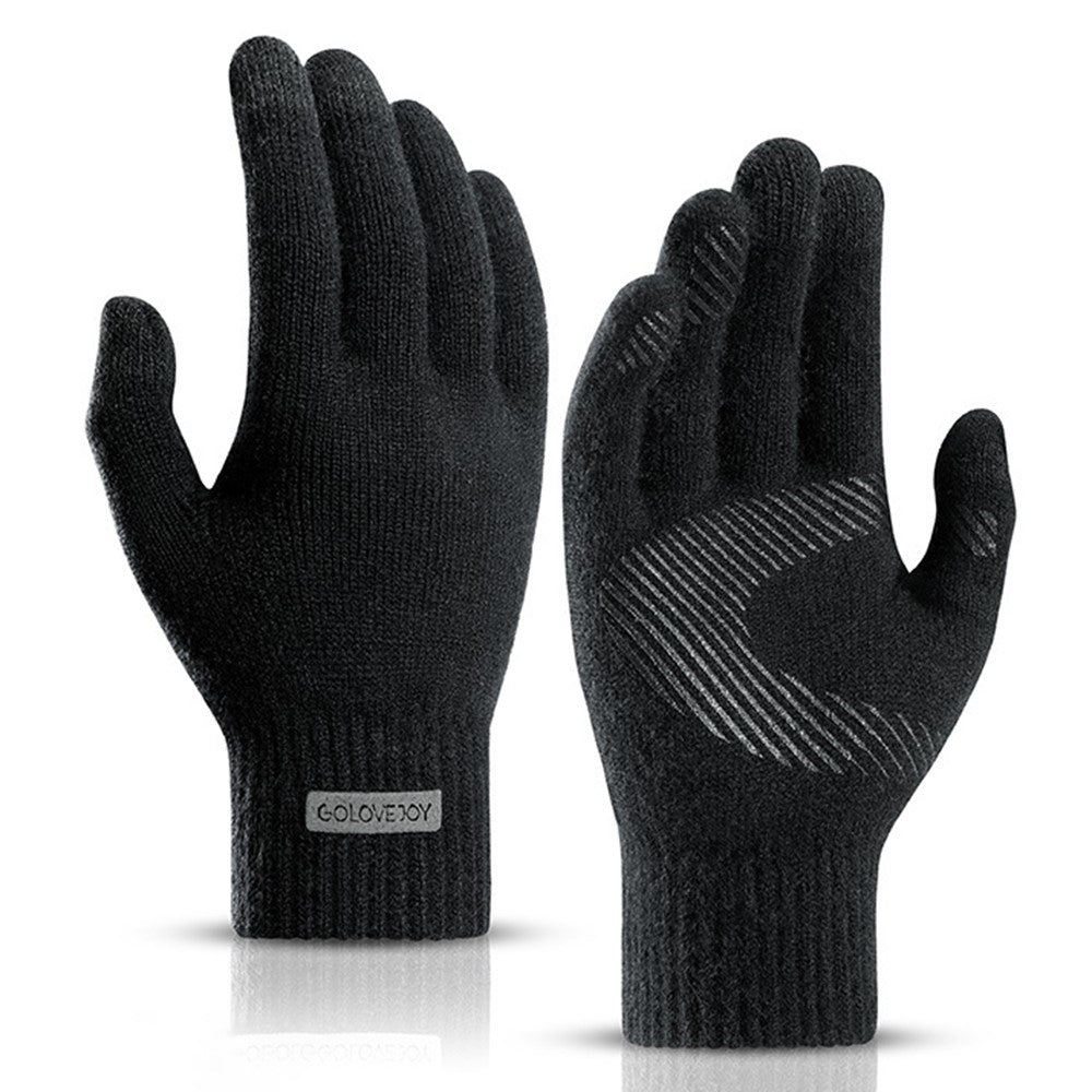 GOLOVEJOY DZ118 1 Pair Men Winter Outdoor Cycling Warm Gloves Windproof Touch Screen Full Finger Knitted Gloves