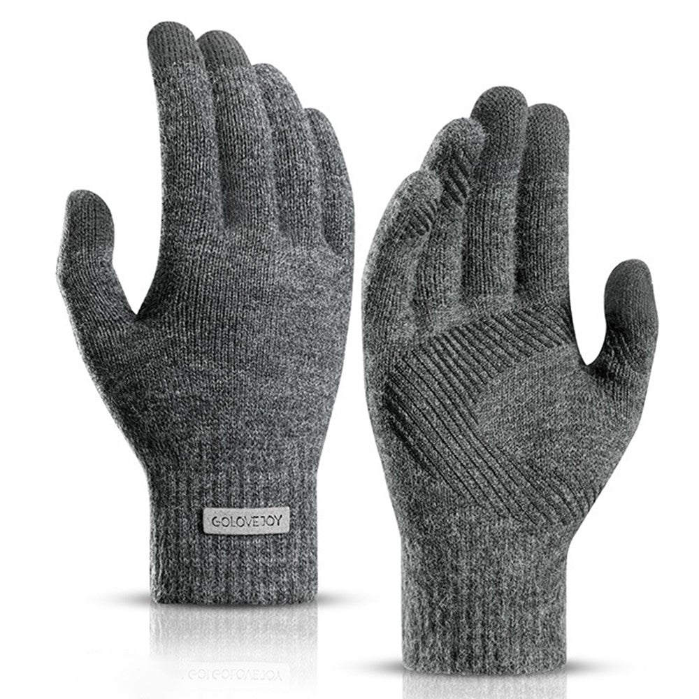 GOLOVEJOY DZ118 1 Pair Men Winter Outdoor Cycling Warm Gloves Windproof Touch Screen Full Finger Knitted Gloves
