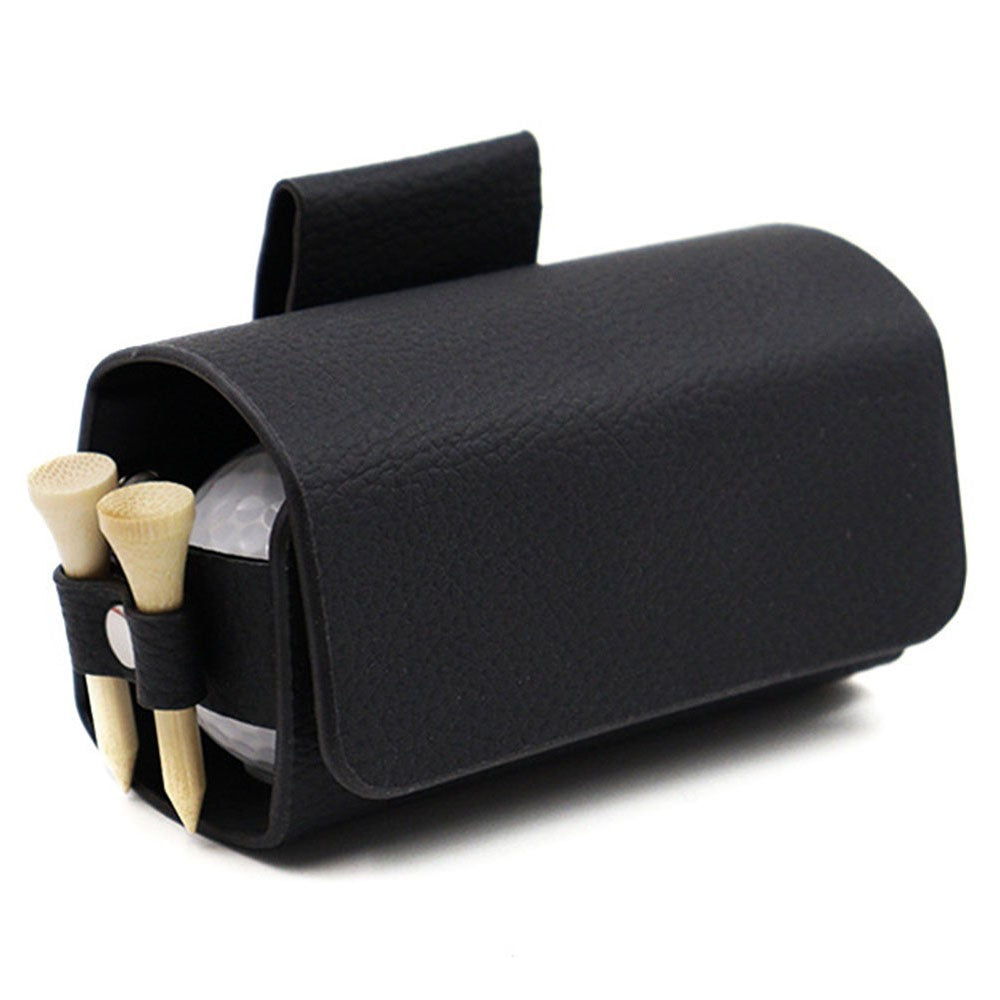 JU328 Magnet Closure Outdoor Golf Mini Waist Pouch 2 Balls Holder Portable PU Leather Bag
