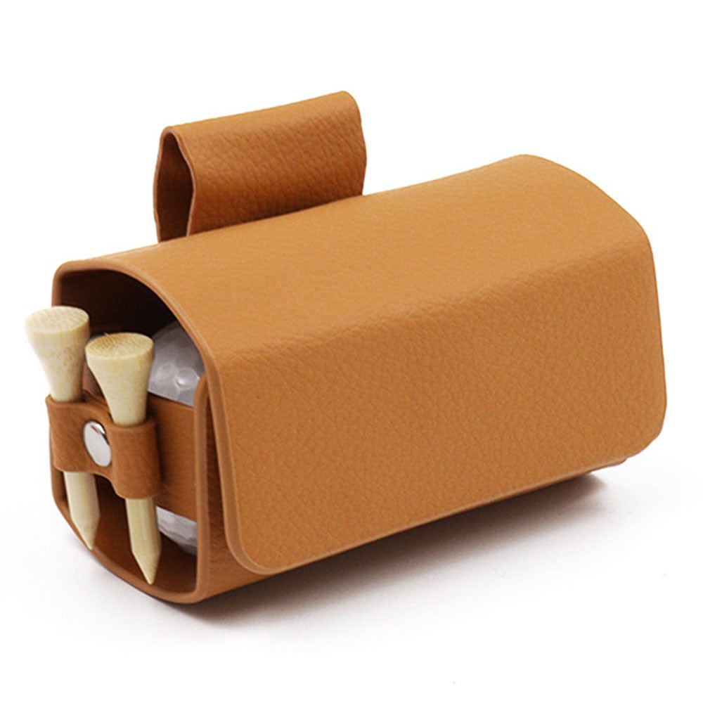 JU328 Magnet Closure Outdoor Golf Mini Waist Pouch 2 Balls Holder Portable PU Leather Bag