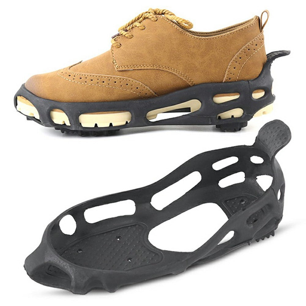 24 Teeth Ice Cleats Winter Outdoor Anti Slip Shoe Covers Traction Grips for Snow / Ice / Mud , Black Size XL