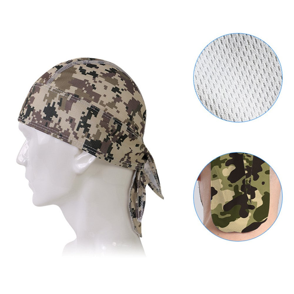 Camouflage Pattern Breathable Pirate Hat Moisture Wicking Head Scarf for Outdoor Cycling Running