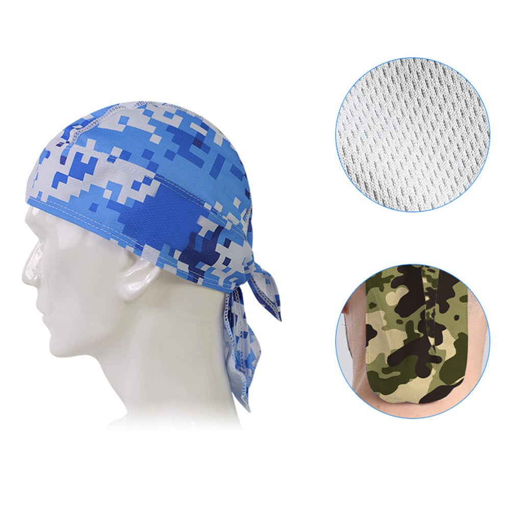 Camouflage Pattern Breathable Pirate Hat Moisture Wicking Head Scarf for Outdoor Cycling Running