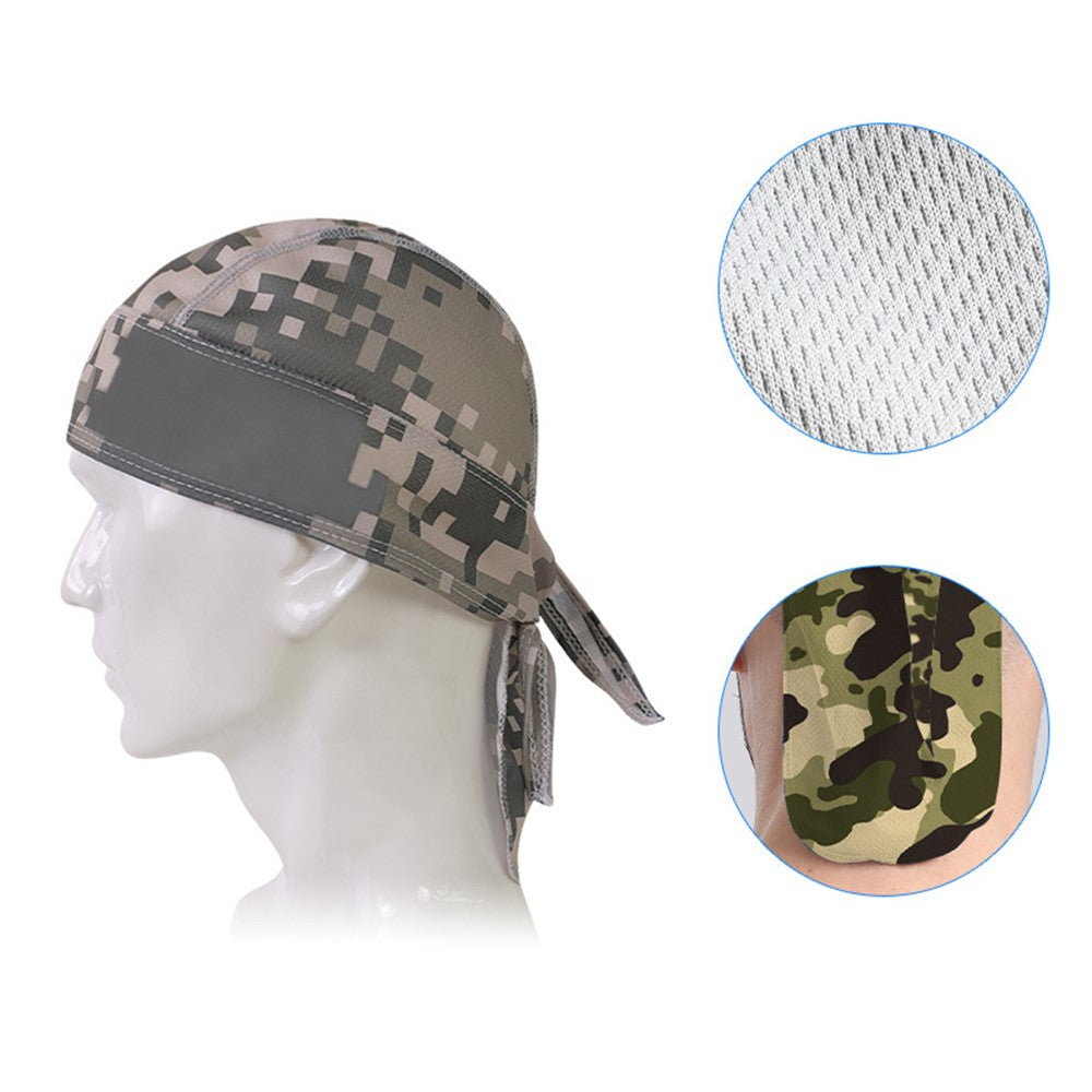 Camouflage Pattern Breathable Pirate Hat Moisture Wicking Head Scarf for Outdoor Cycling Running