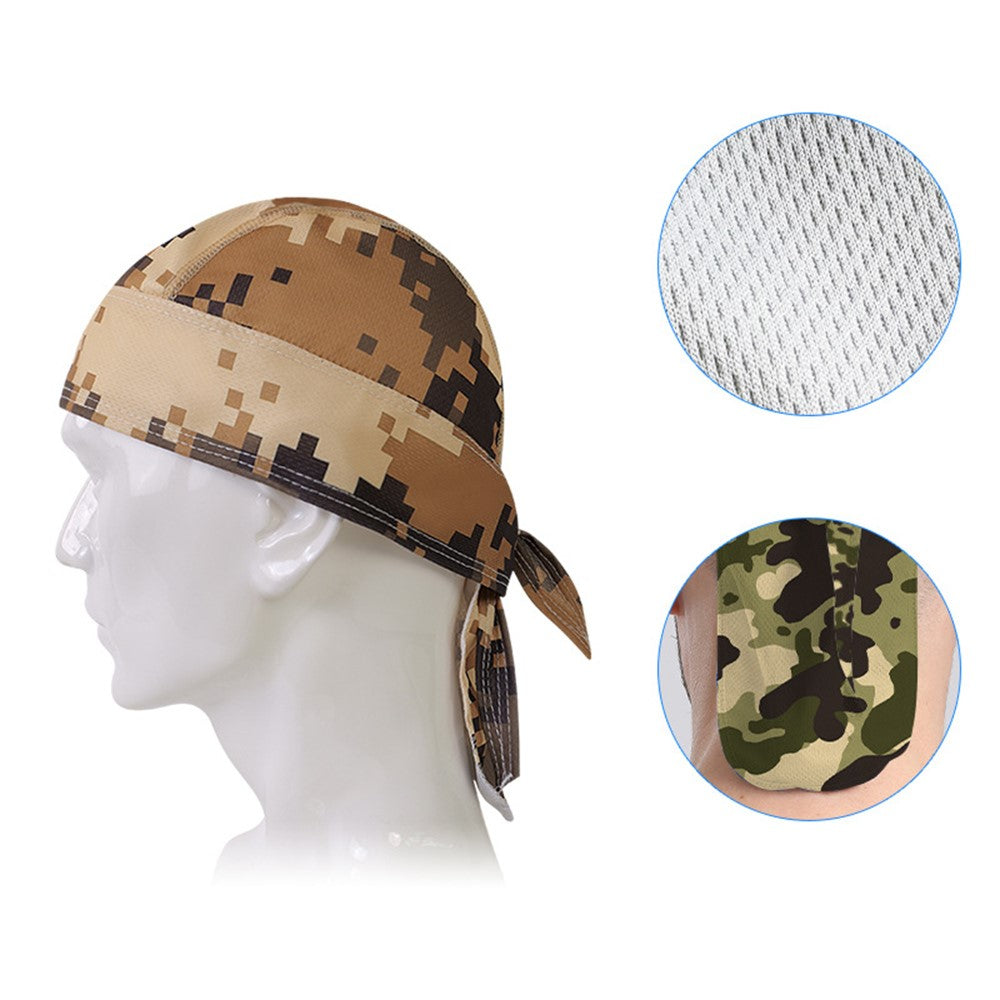 Camouflage Pattern Breathable Pirate Hat Moisture Wicking Head Scarf for Outdoor Cycling Running