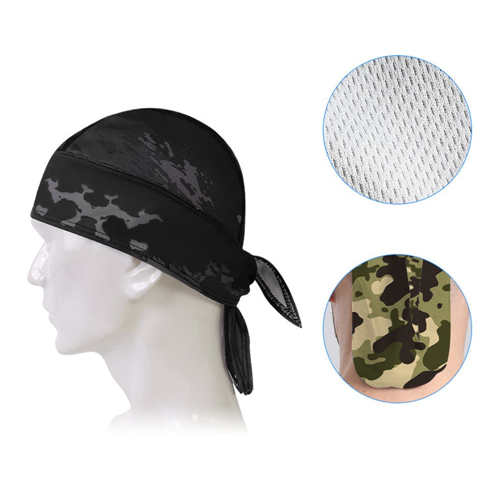 Camouflage Pattern Breathable Pirate Hat Moisture Wicking Head Scarf for Outdoor Cycling Running