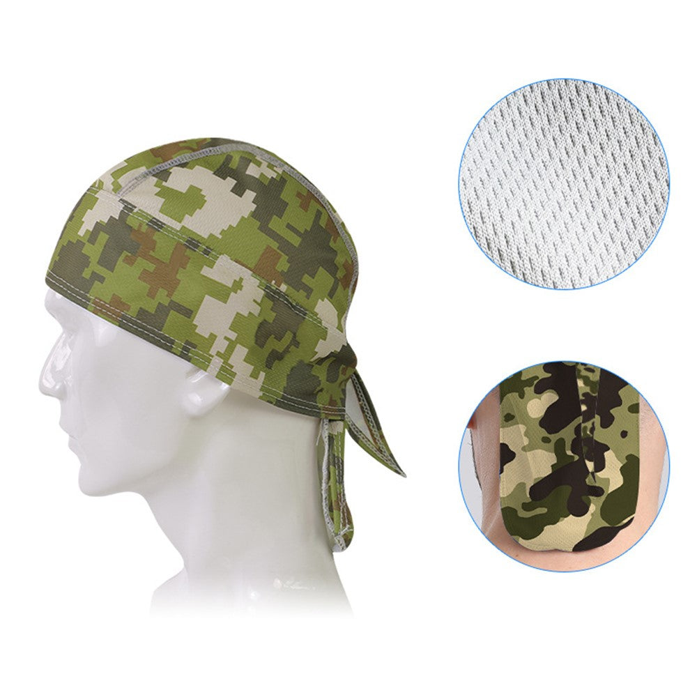 Camouflage Pattern Breathable Pirate Hat Moisture Wicking Head Scarf for Outdoor Cycling Running