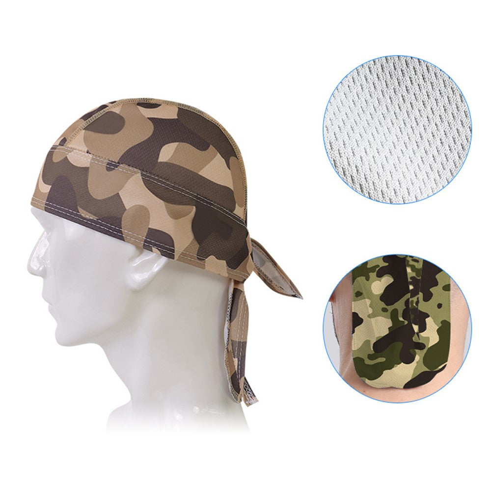 Camouflage Pattern Breathable Pirate Hat Moisture Wicking Head Scarf for Outdoor Cycling Running