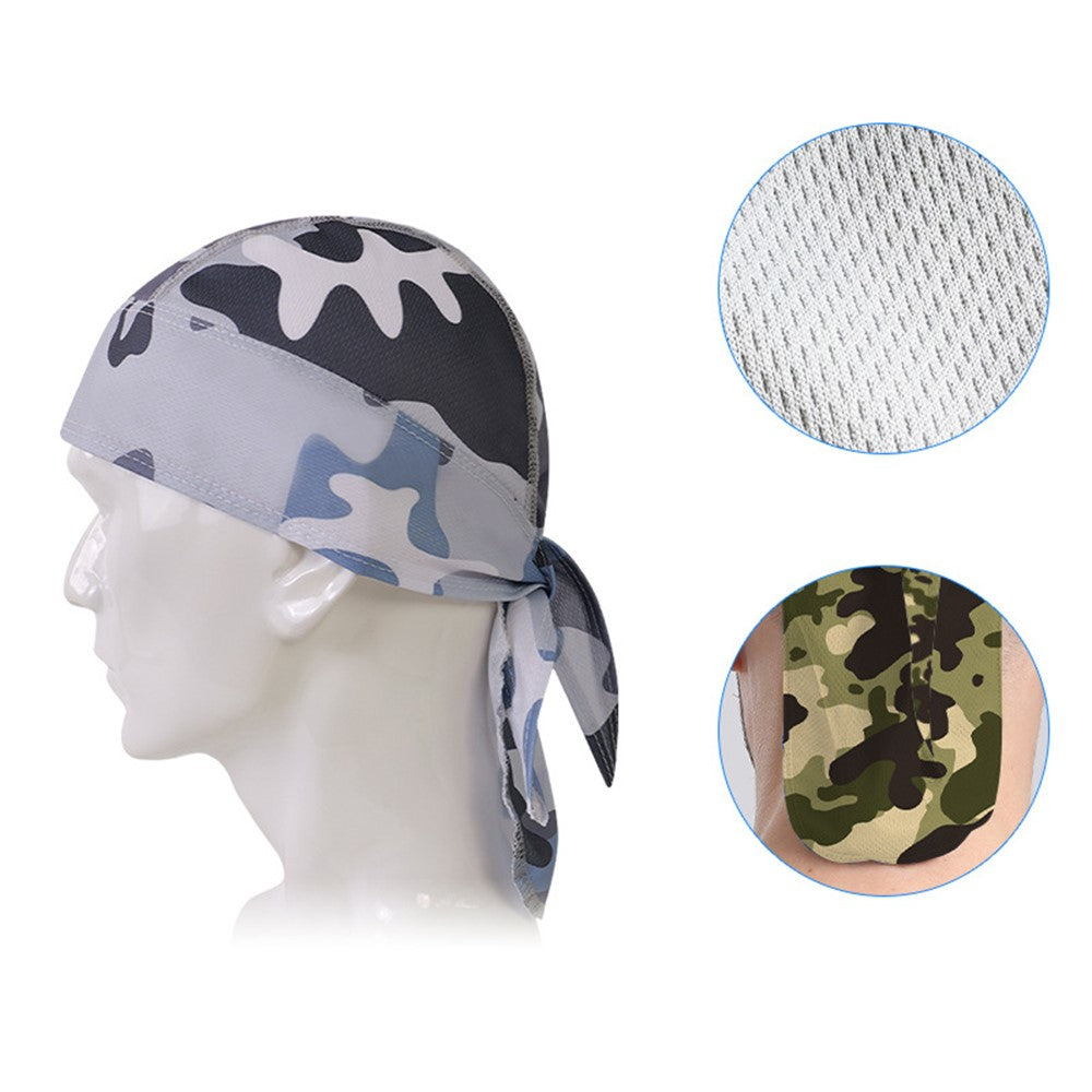 Camouflage Pattern Breathable Pirate Hat Moisture Wicking Head Scarf for Outdoor Cycling Running