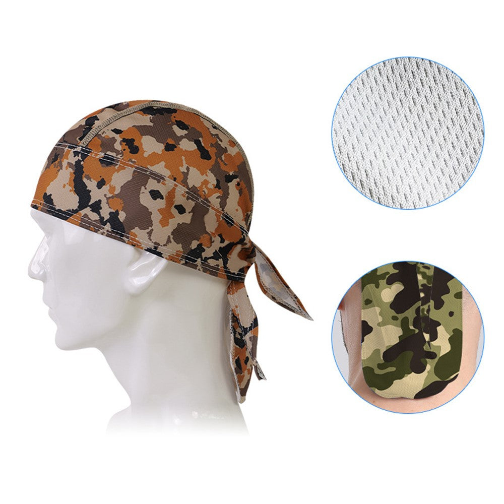 Camouflage Pattern Breathable Pirate Hat Moisture Wicking Head Scarf for Outdoor Cycling Running