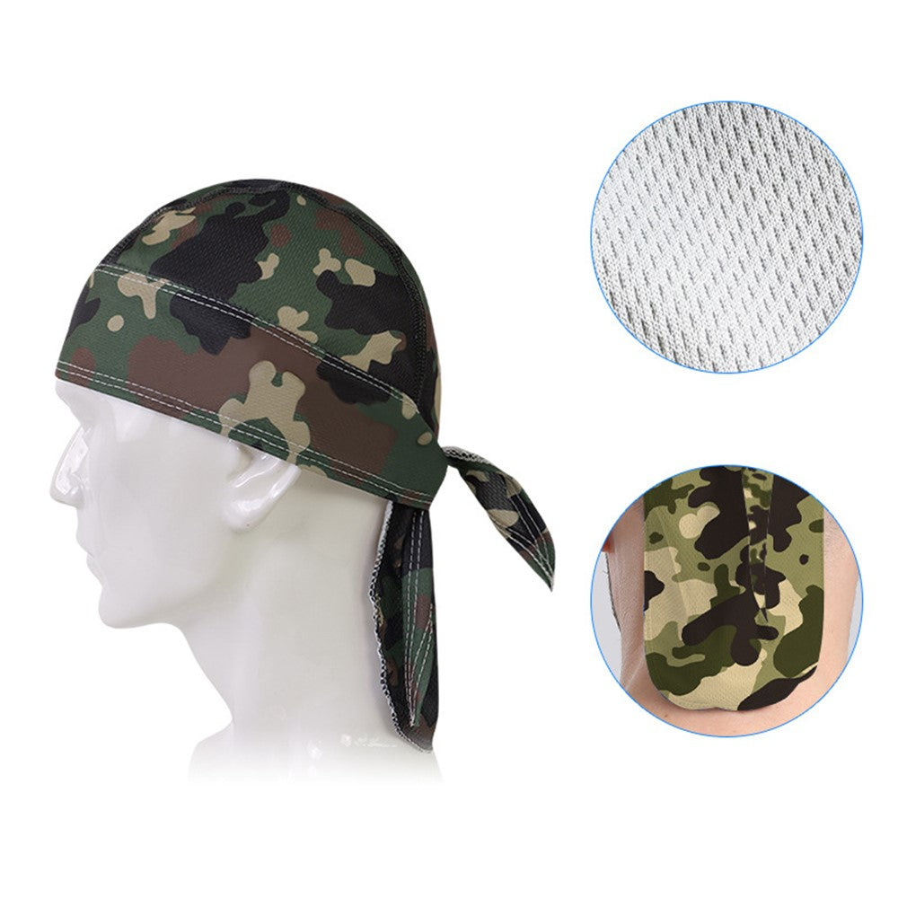Camouflage Pattern Breathable Pirate Hat Moisture Wicking Head Scarf for Outdoor Cycling Running