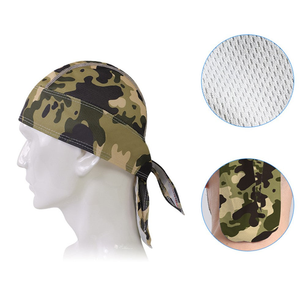 Camouflage Pattern Breathable Pirate Hat Moisture Wicking Head Scarf for Outdoor Cycling Running