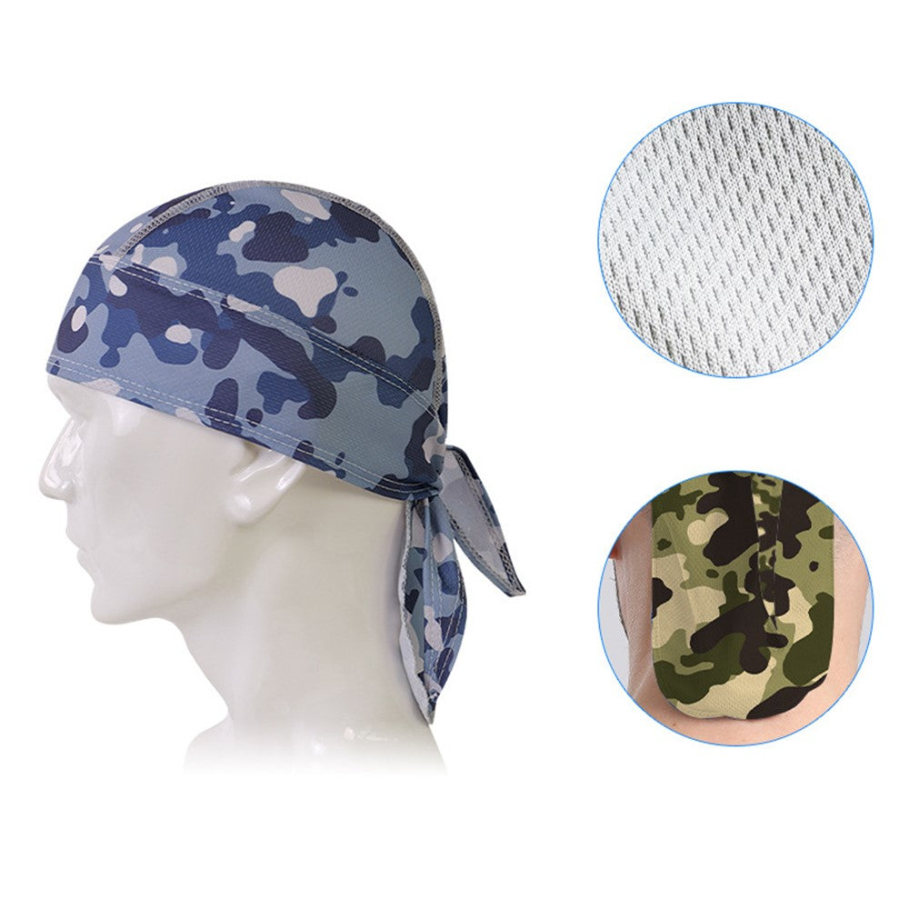 Camouflage Pattern Breathable Pirate Hat Moisture Wicking Head Scarf for Outdoor Cycling Running