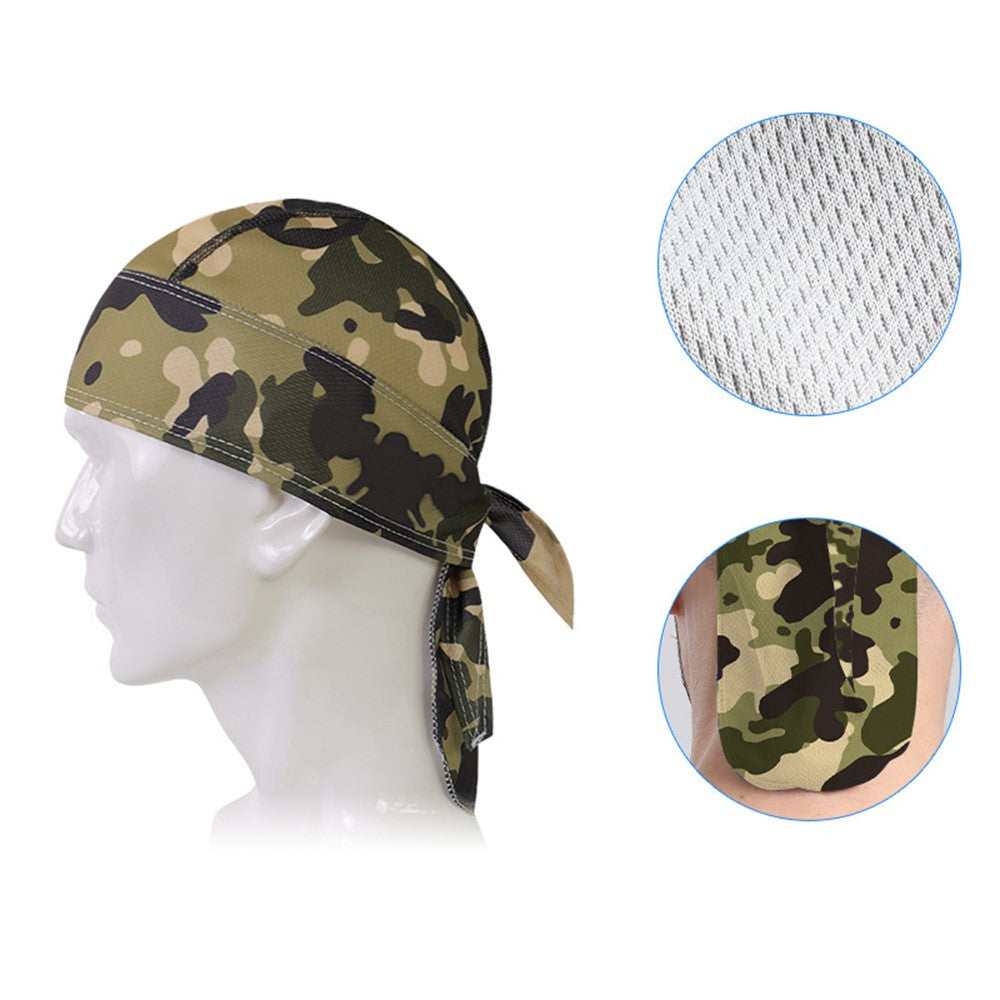 Camouflage Pattern Breathable Pirate Hat Moisture Wicking Head Scarf for Outdoor Cycling Running