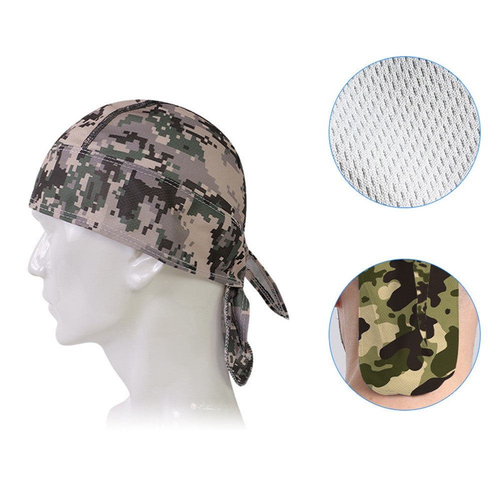 Camouflage Pattern Breathable Pirate Hat Moisture Wicking Head Scarf for Outdoor Cycling Running