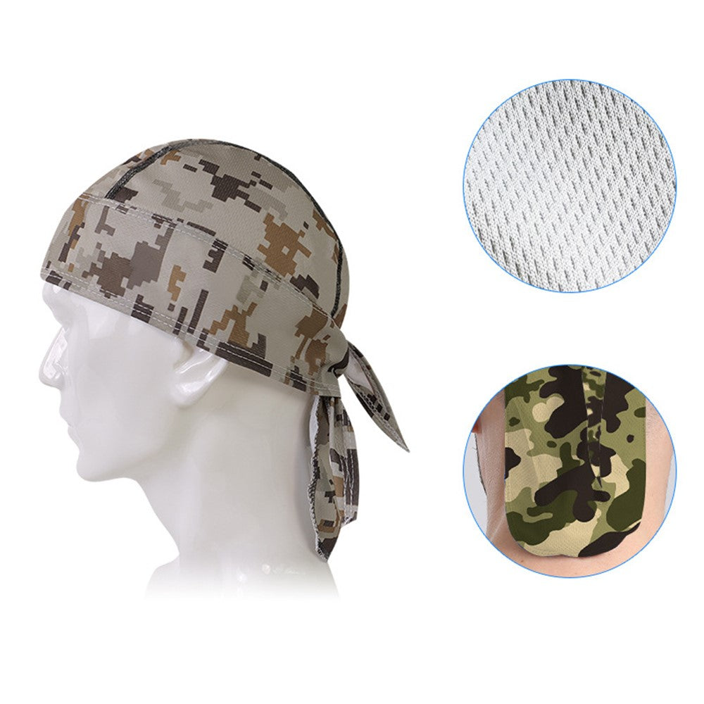 Camouflage Pattern Breathable Pirate Hat Moisture Wicking Head Scarf for Outdoor Cycling Running